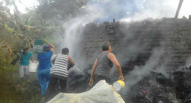 incendio centro ceremonial - pueblo Kankuamo